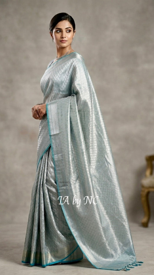 Sky Banarasi Pure Tissue Silk Brocade Saree
