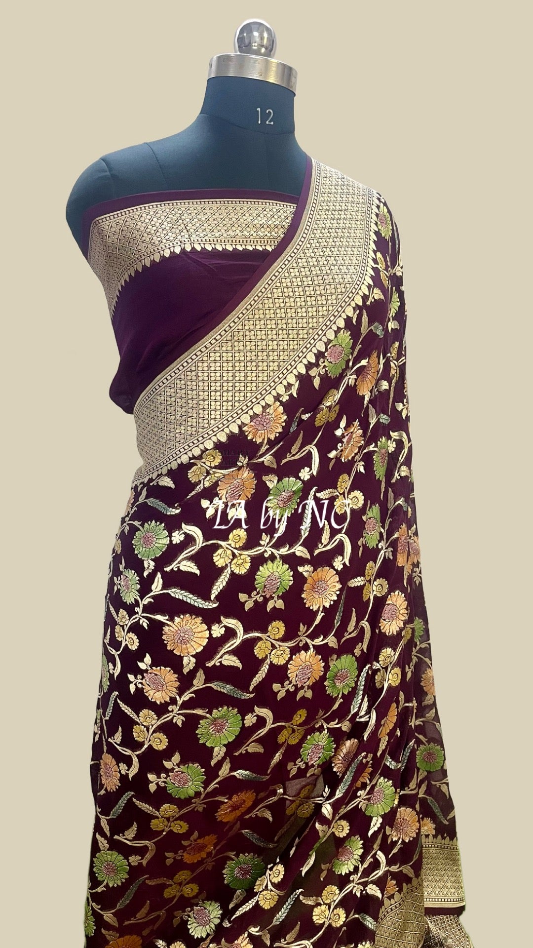 Mahogany Banarasi Pure Khaddi Georgette Saree