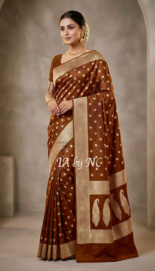 Hickory Banarasi Mashru Katan Silk Saree