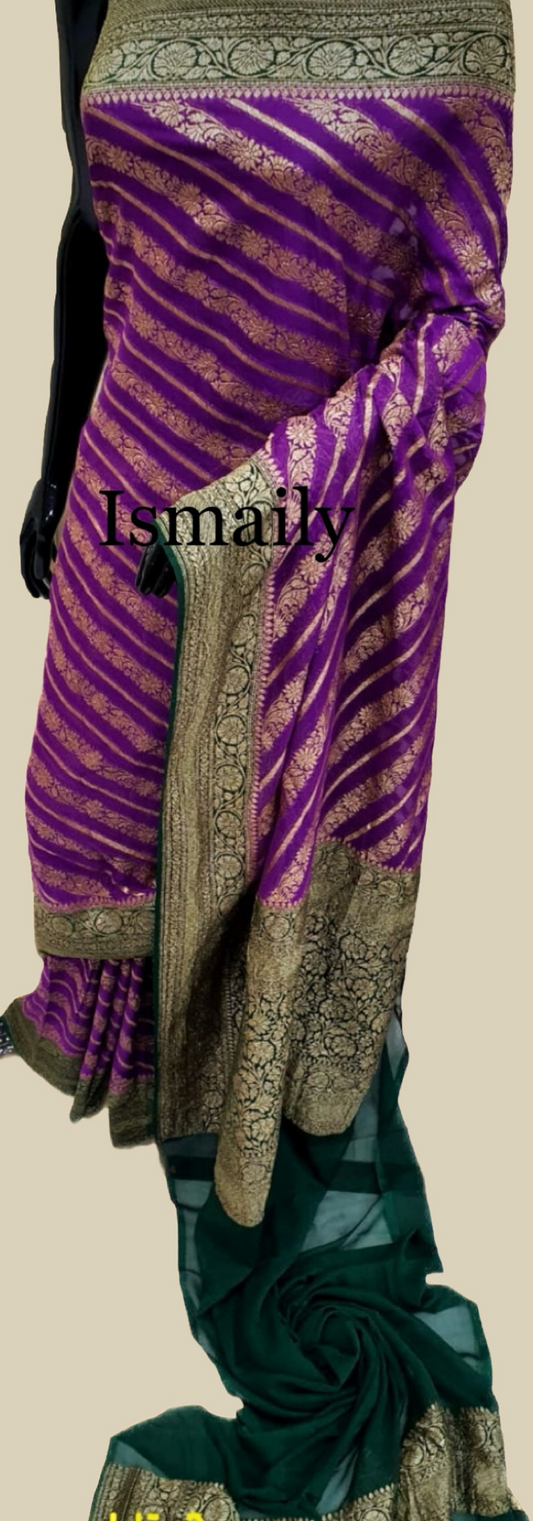 Grape Banarasi Pure Khaddi Georgette Saree