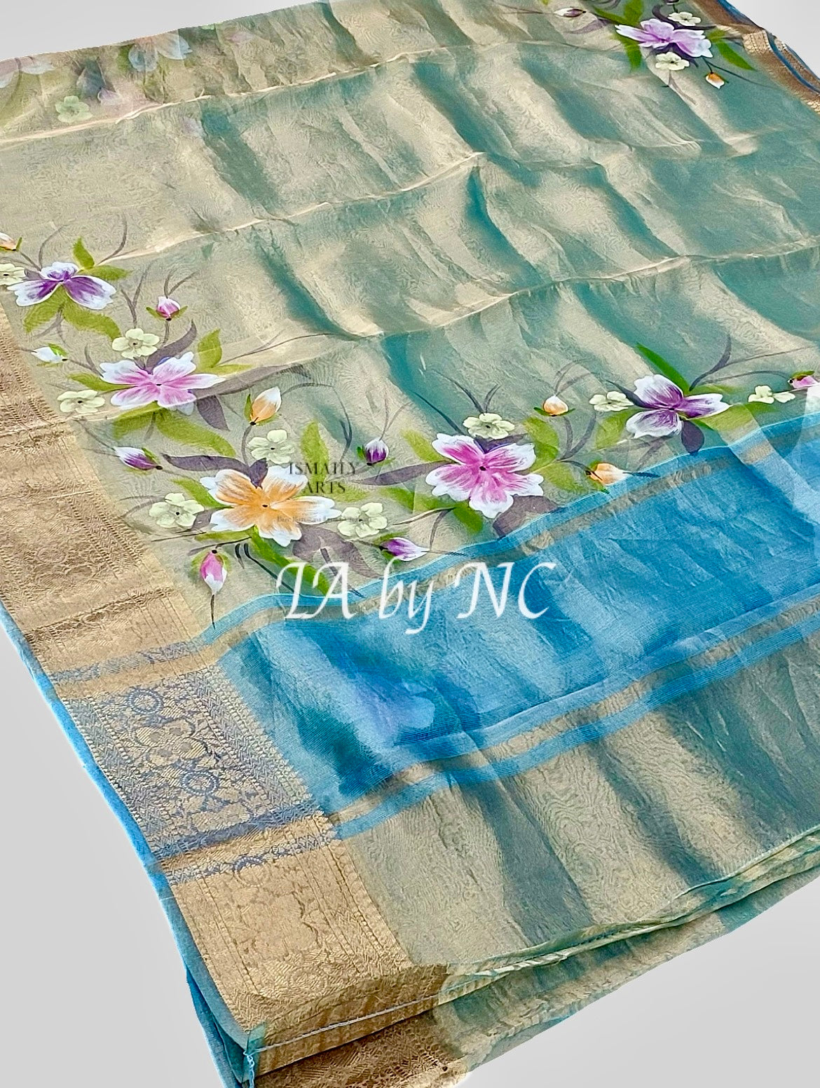 Turquoise Banarasi Pure Tissue Silk Saree