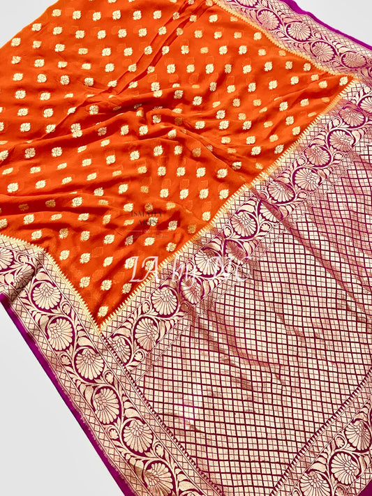 Tiger Banarasi Pure Khaddi Georgette Saree