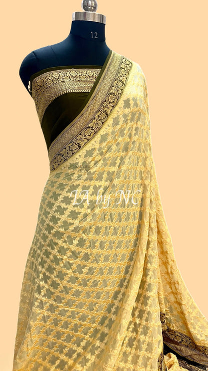 Beige Banarasi Pure Khaddi Georgette Saree