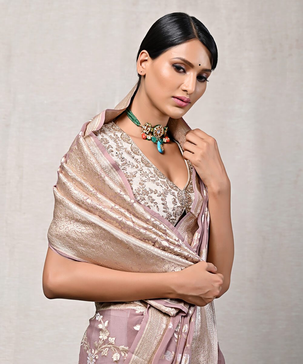 Reddish Banarasi Pure Khaddi Georgette Sona Rupa Saree