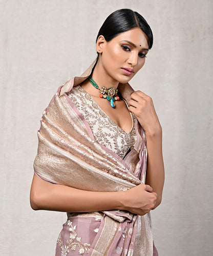 Reddish Banarasi Pure Khaddi Georgette Sona Rupa Saree