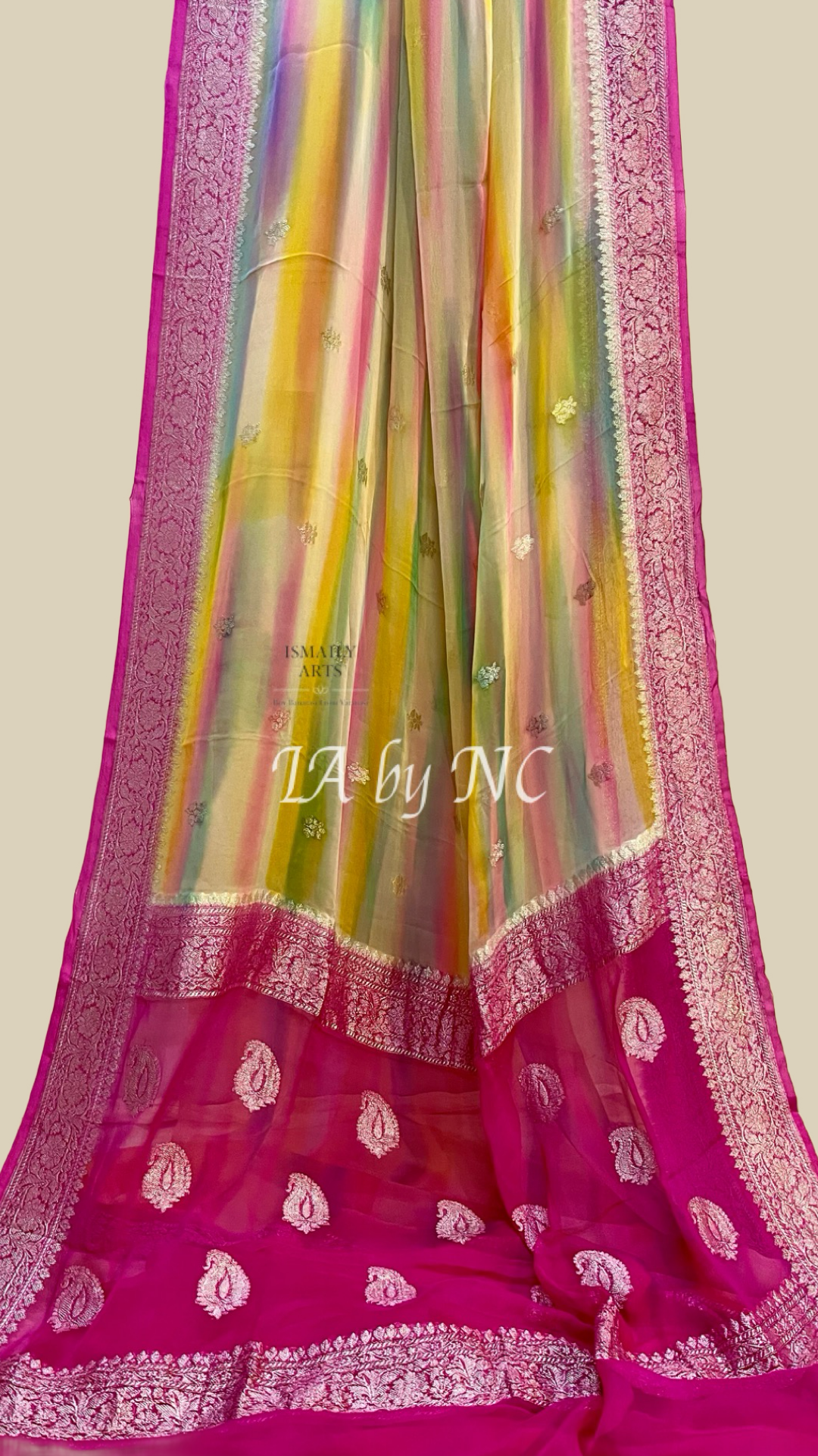 Rani Banarasi Pure Khaddi Georgette Kadwa Saree