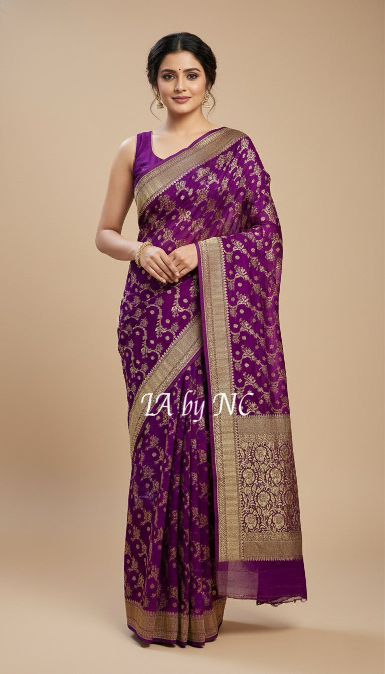 Lollipop Banarasi Pure Khaddi Georgette Saree