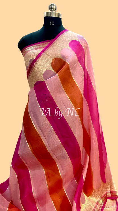 Baby Banarasi Pure Kora Organza Kadwa Saree