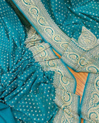 Teal Banarasi Pure Khaddi Georgette Saree