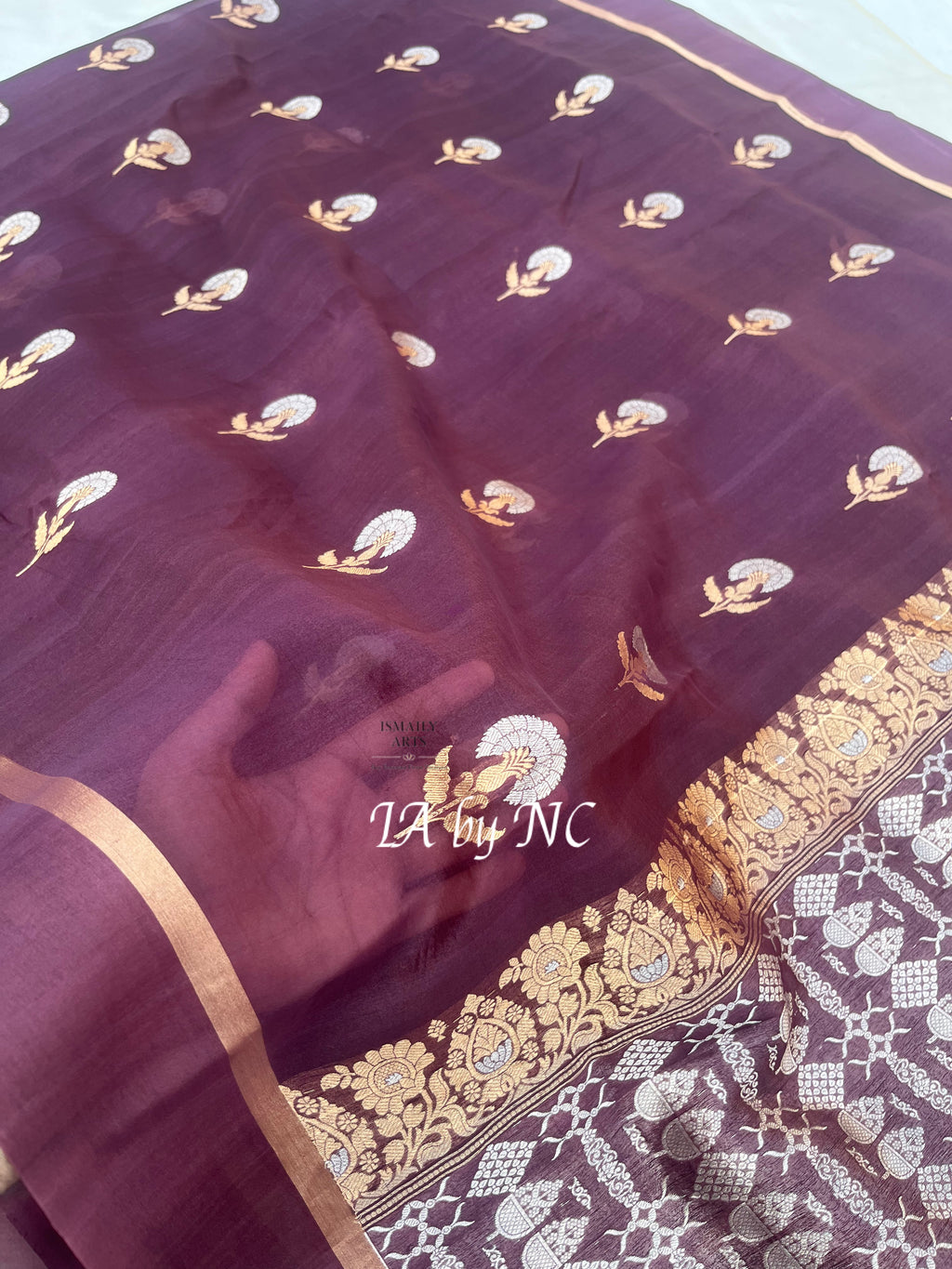 Hickory Banarasi Pure Kora Silk Saree