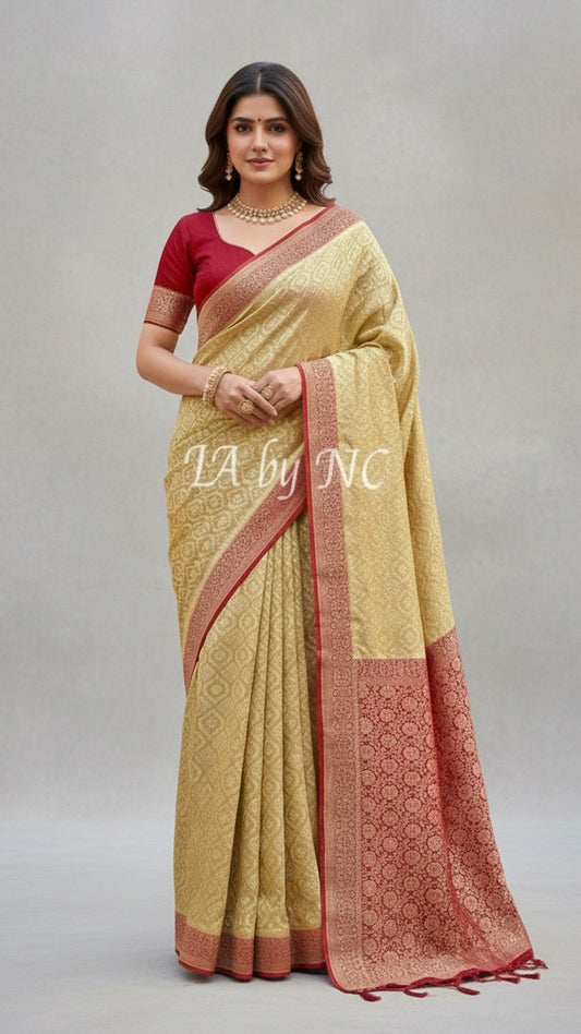 Beige Banarasi Pure Khaddi Georgette Saree