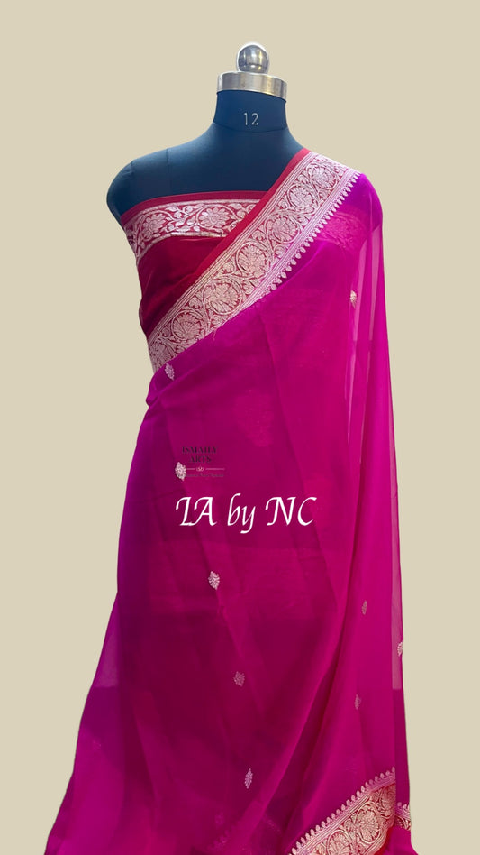Rani Banarasi Pure Khaddi Georgette Kadwa Saree