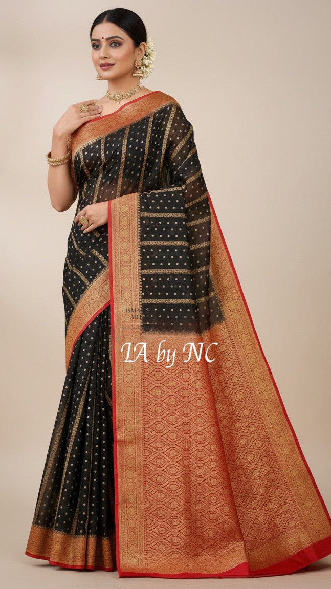 Black Banarasi Pure Khaddi Georgette Saree