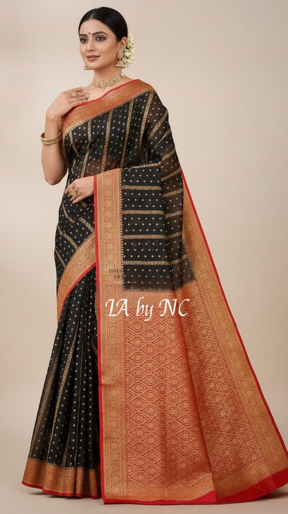 Black Banarasi Pure Khaddi Georgette Saree