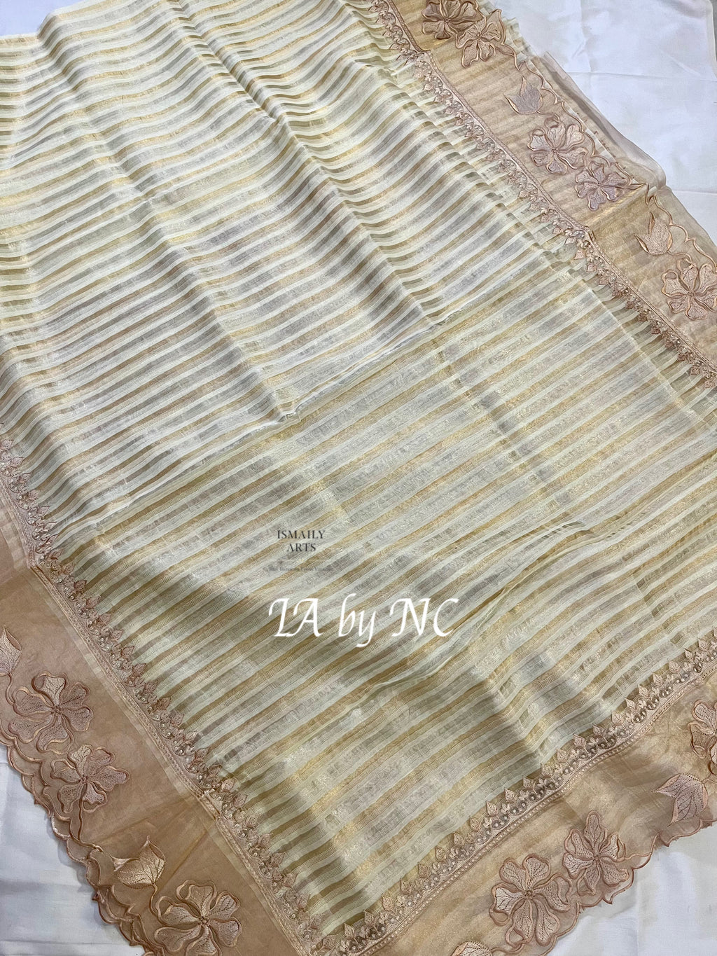 Beige Banarasi Pure Tissue Silk Designer Saree