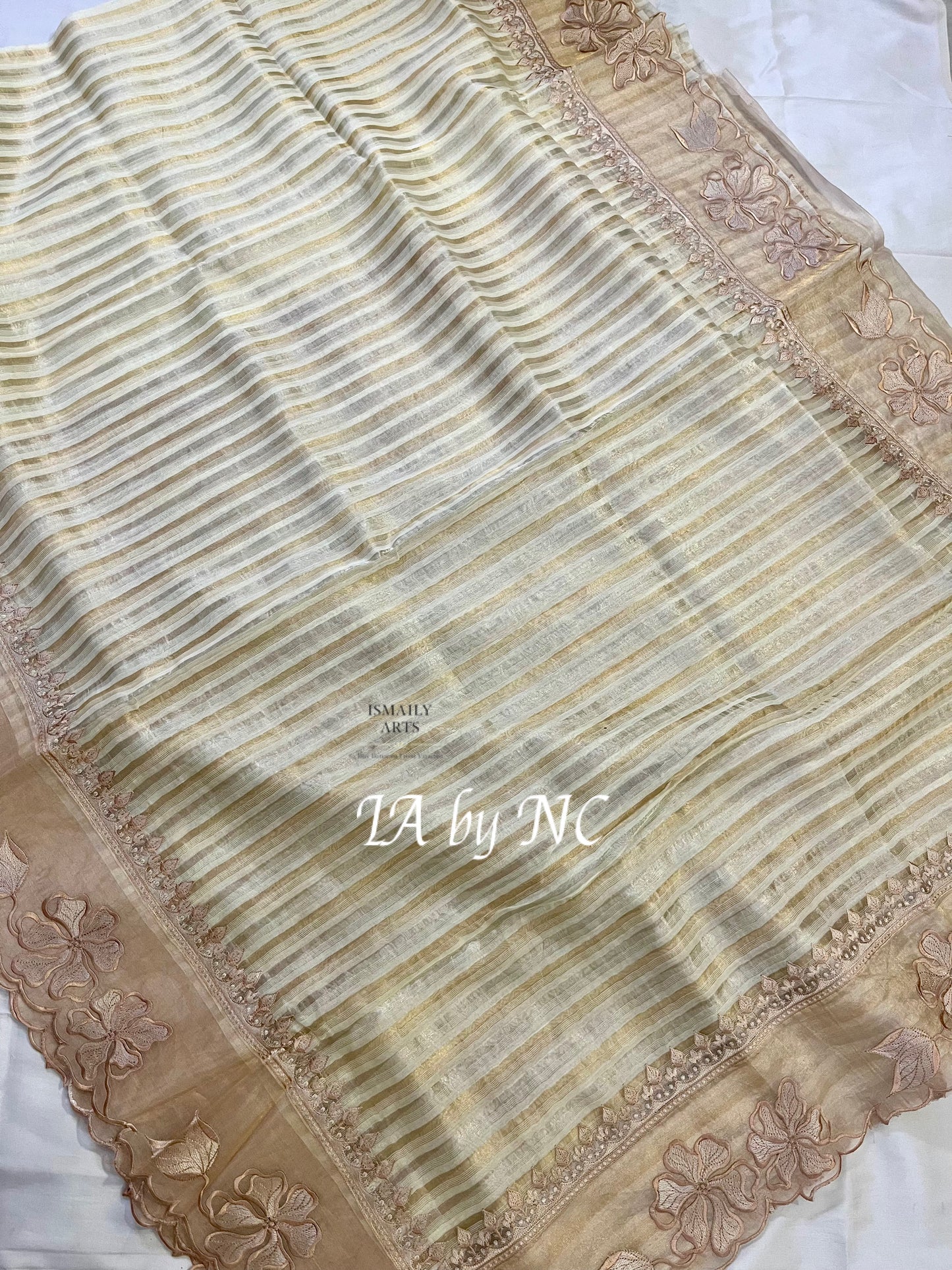Beige Banarasi Pure Tissue Silk Designer Saree