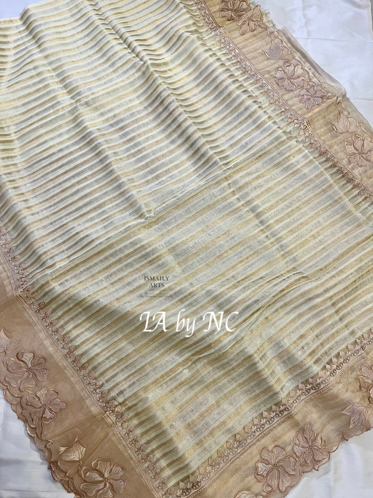 Beige Banarasi Pure Tissue Silk Designer Saree