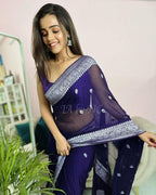 Space Banarasi Pure Khaddi Georgette Kadwa Saree