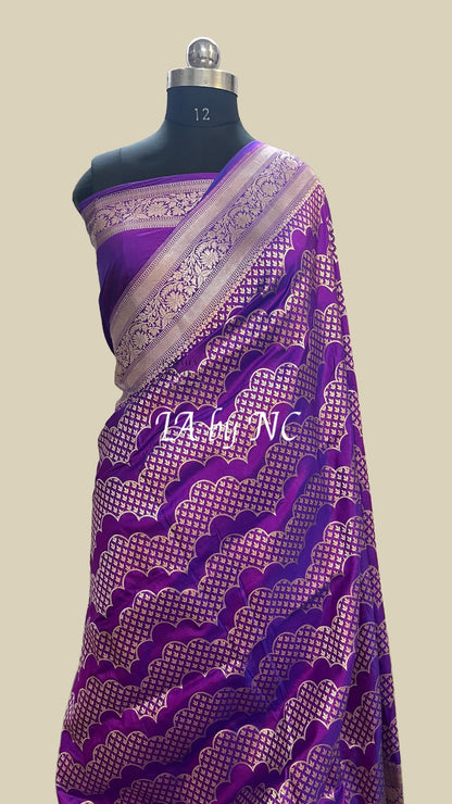 Grape Banarasi Pure Katan Silk Pattu Saree