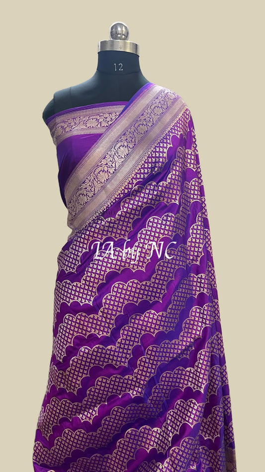 Grape Banarasi Pure Katan Silk Pattu Saree