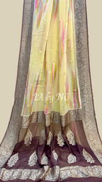 Chestnut Banarasi Pure Khaddi Georgette Kadwa Saree