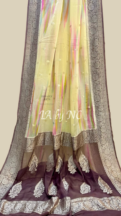 Chestnut Banarasi Pure Khaddi Georgette Kadwa Saree