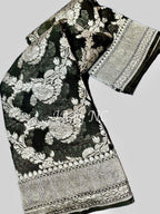 Black Banarasi Pure Khaddi Georgette Saree