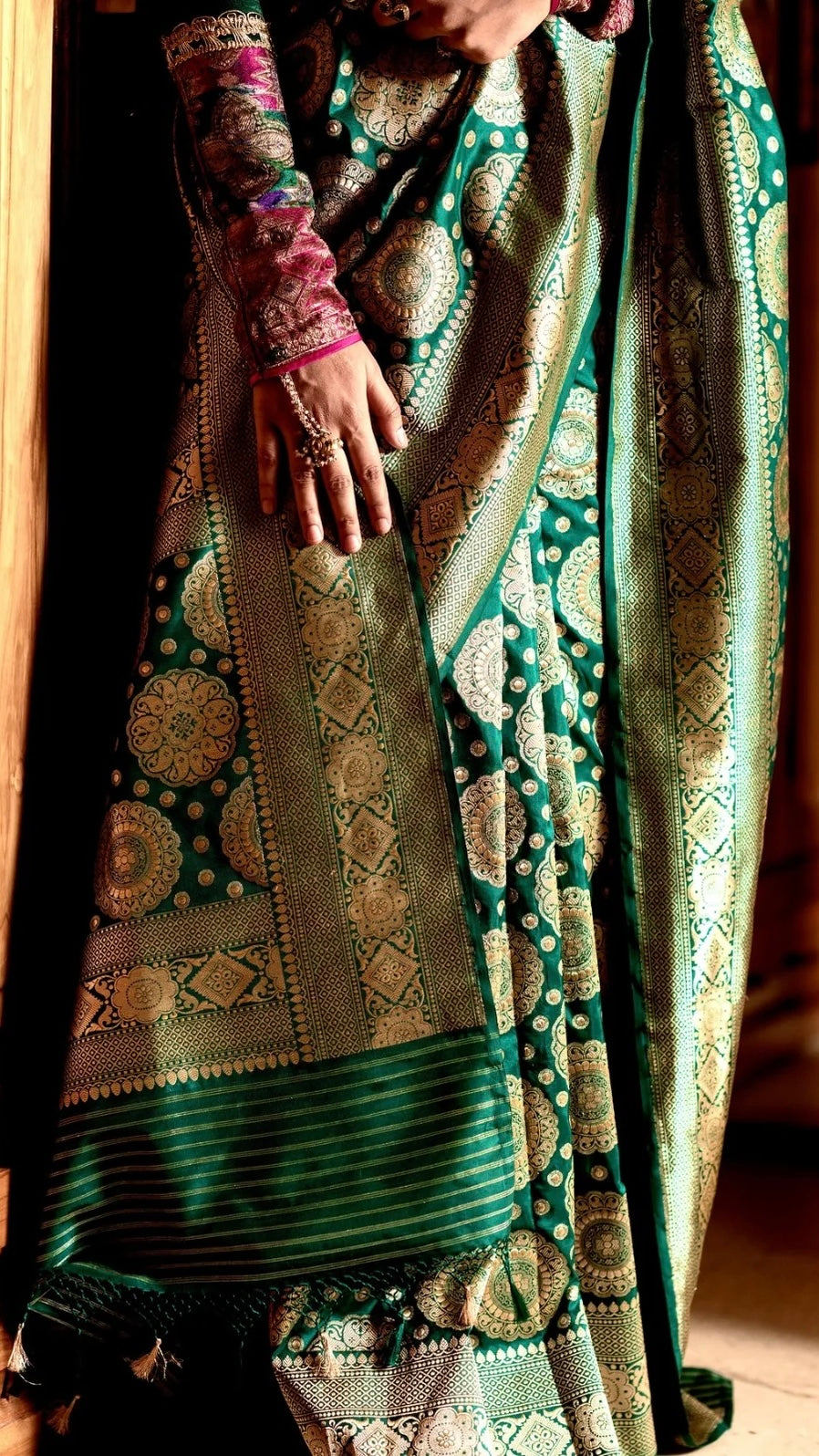Deepika Padukone’s Green Banarasi Pure Katan Silk Saree