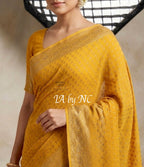 Goldenrod Banarasi Pure Khaddi Georgette Saree