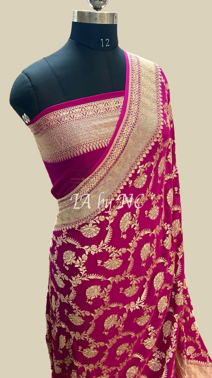 Ruby Banarasi Pure Khaddi Georgette Saree