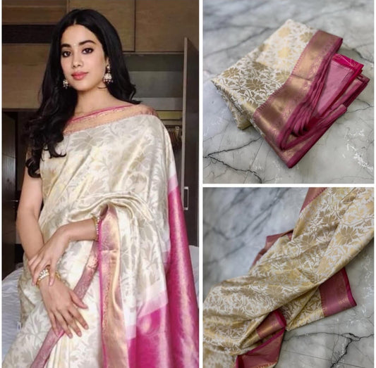 Jhanvi Kapoor Inspired Banarasi Blend Tissue Brocade Saree
