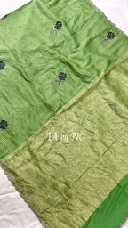 Avocado Banarasi Pure Munga Silk Designer Saree