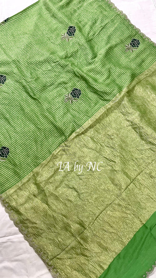 Avocado Banarasi Pure Munga Silk Designer Saree