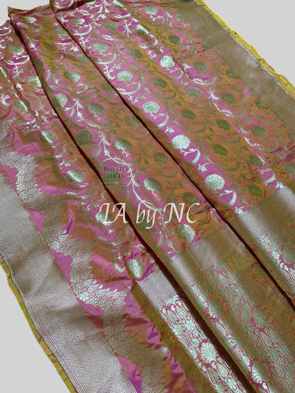 Peach Banarasi Pure Katan Silk Pattu Saree