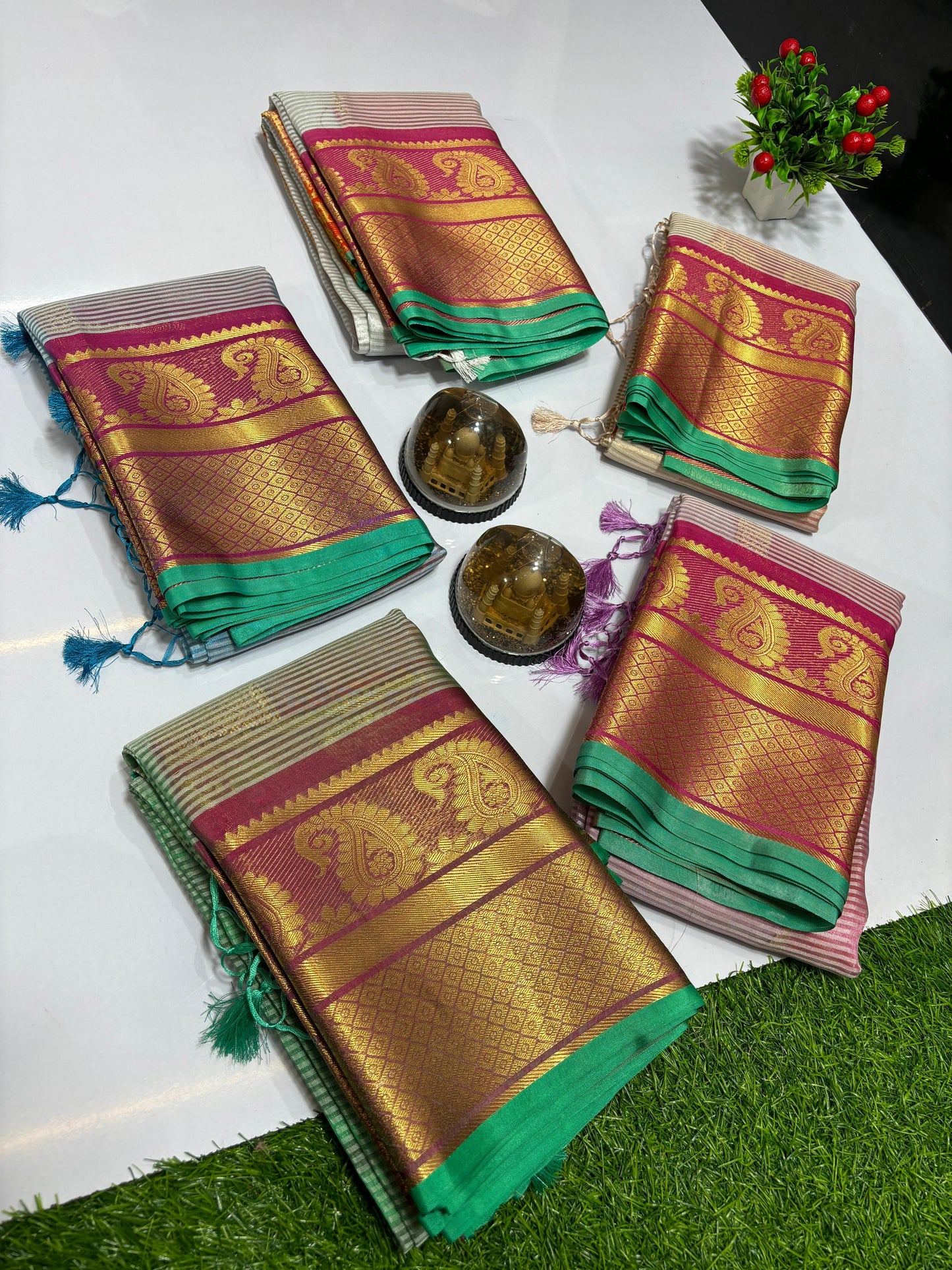 Banarasi Tissue Silk Stripes Saree