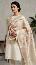 Beige Banarasi Pure Munga Silk Dupatta