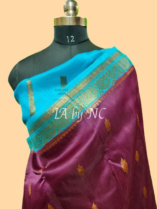 Byzantine Banarasi Pure Kora Organza Kadwa Saree