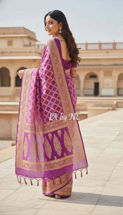 Mulberry Banarasi Pure Khaddi Georgette Saree