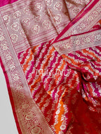 Crimson Banarasi Pure Katan Silk Rangkaat Jangla Pattu Saree