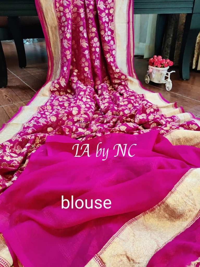 Rani Banarasi Pure Khaddi Georgette Saree