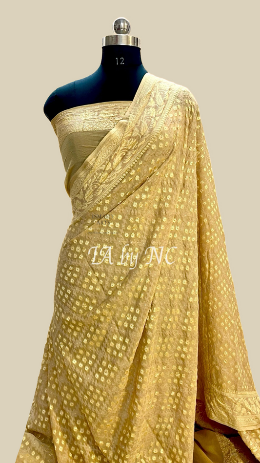 Beige Banarasi Pure Khaddi Georgette Saree