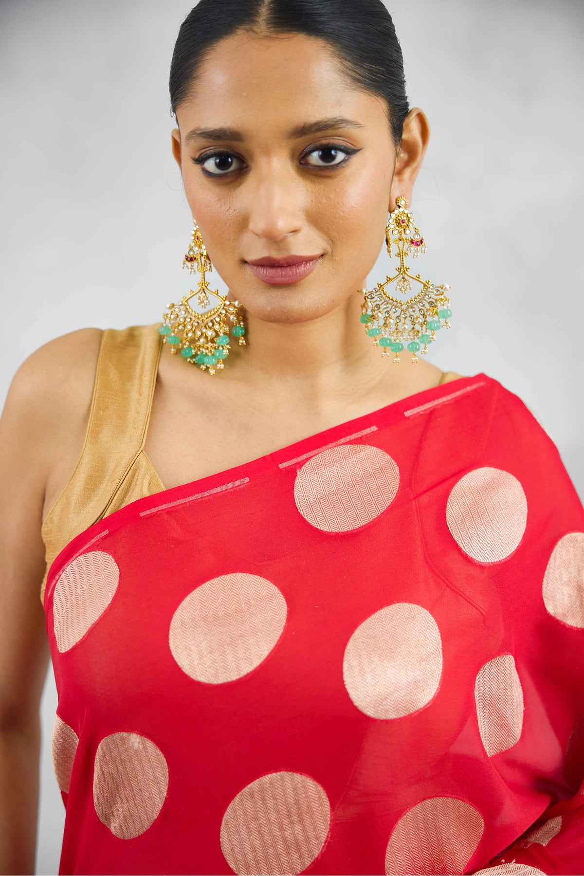 Crimson Banarasi Pure Khaddi Georgette Saree