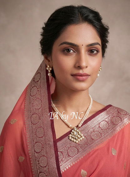 Salmon Banarasi Pure Khaddi Georgette Kadwa Saree