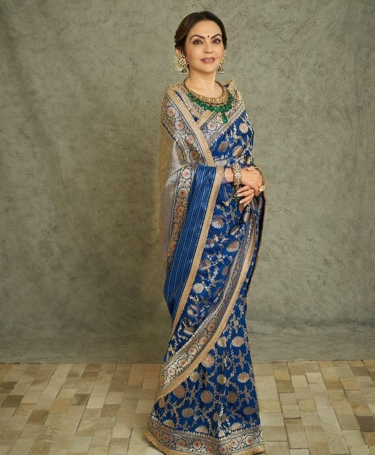 Nita Ambani inspired Royal Banarasi Pure Katan Silk Meenakari Pattu Saree
