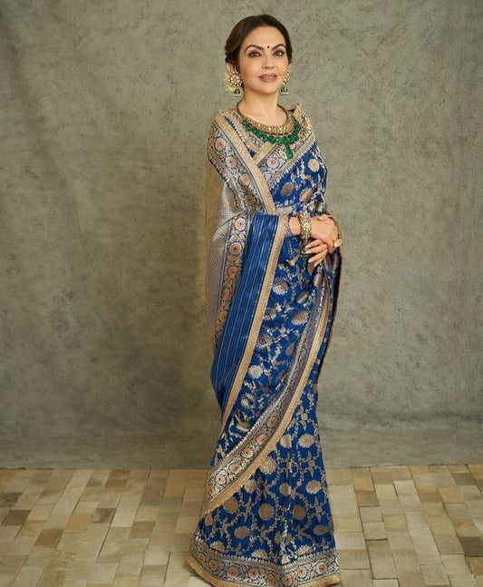 Nita Ambani inspired Royal Banarasi Pure Katan Silk Meenakari Pattu Saree