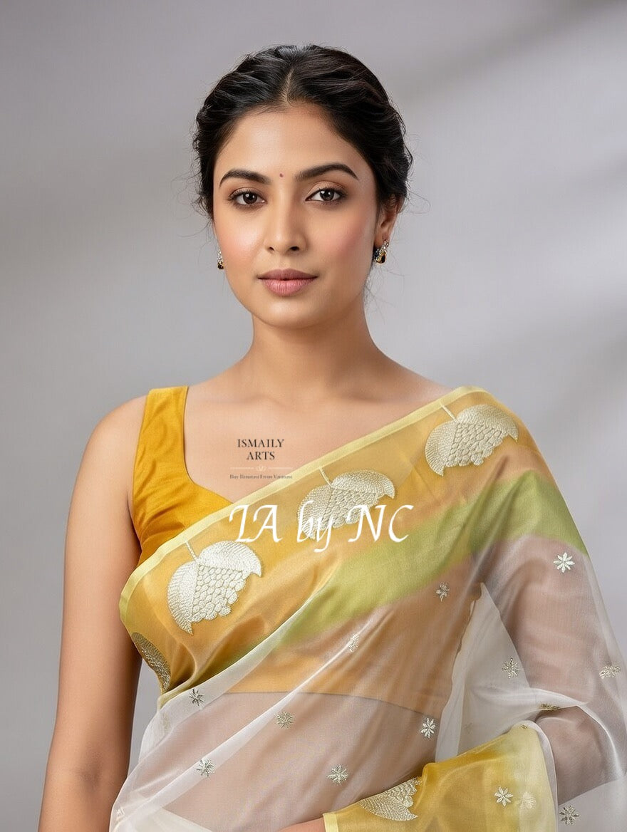 OffWhite Banarasi Pure Tissue Silk Designer Saree