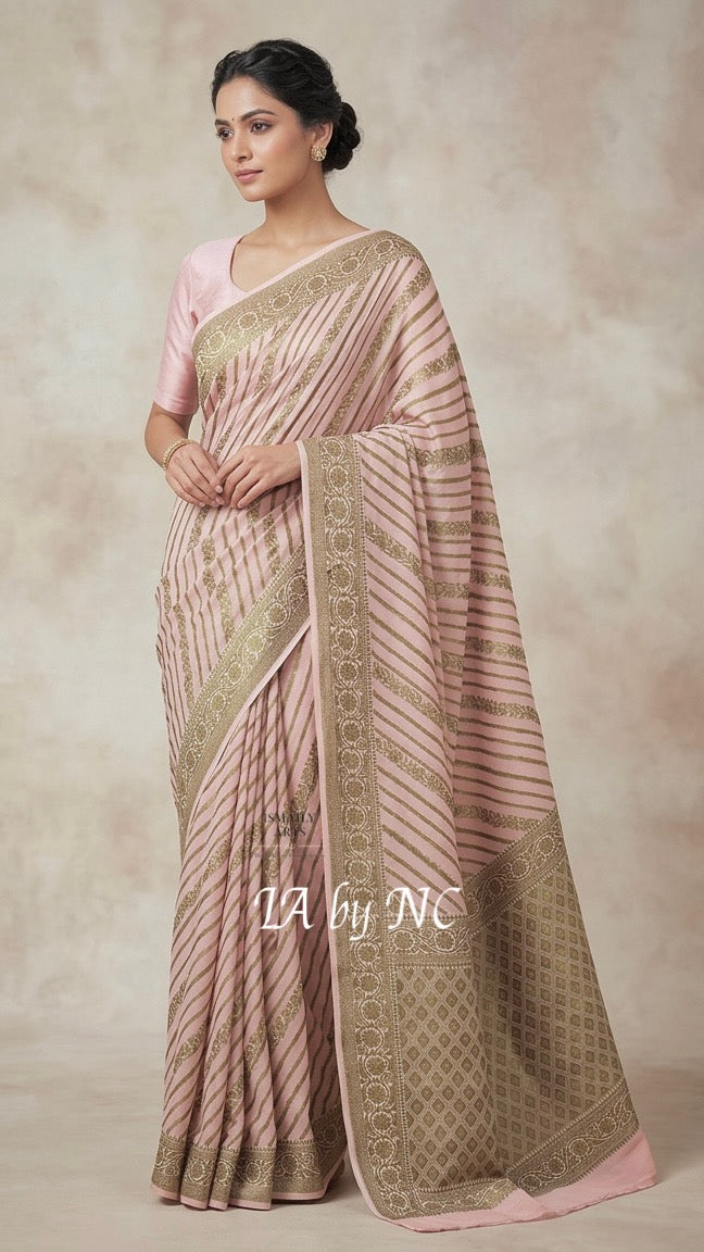 Flamingo Banarasi Pure Chiffon Georgette Saree