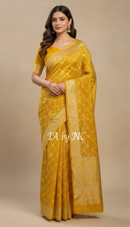 Tuscany Banarasi Pure Khaddi Georgette Saree