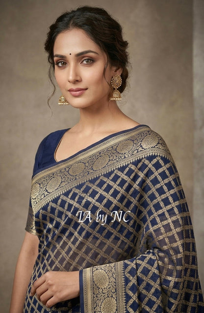 German Banarasi Pure Khaddi Georgette Saree