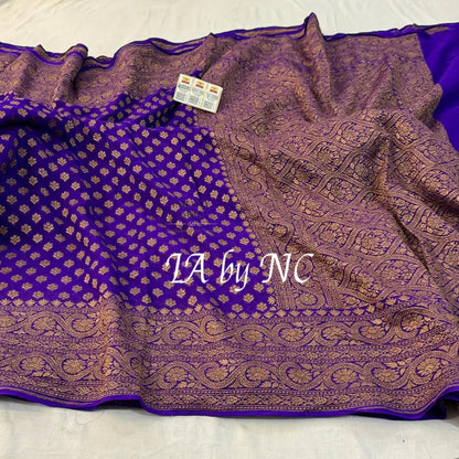 Grape Banarasi Pure Khaddi Georgette Saree